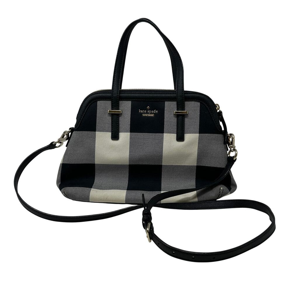 Kate Spade Cameron Street Shoulder Bag Balck Cream Plaid Margot *READ